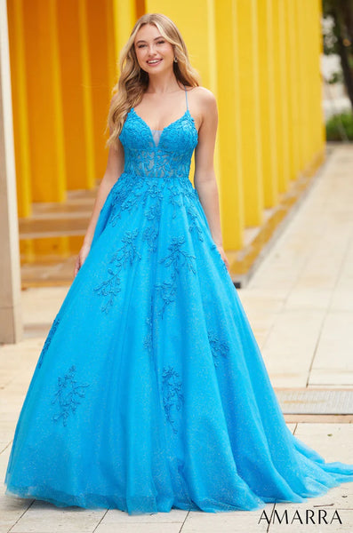 Hot Sale Beaded A-Line Prom Dress, Blue Tulle Elegant Prom Dresses, KX –  OkBridal